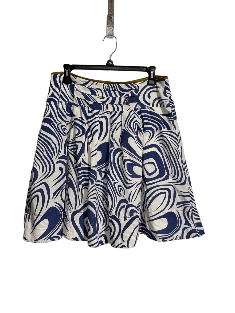Cabi Lombard 470 A-Line Skirt Blue White Abstract Print Knee-Length